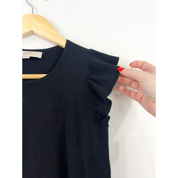 LOFT Flutter Sleeve Sweater Tank Blouse Small Classic Minimalist Contemporary - Picture 3 of 6